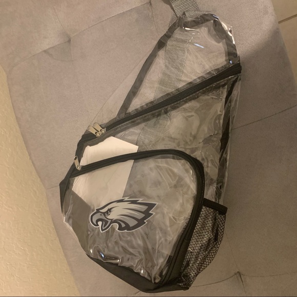 #SOLD#NFL OFFICIAL EAGLES CROSSBODY CLEAR MED BACKPACK ADJUSTABLE 1 STRAP STAD - Picture 3 of 12